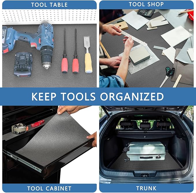 Foam Toolbox Liner Drawer Mat 1/8 Inch Thick X 16 Inch Wide X 6 Ft Long Gray, No Slip for Protecting Cabinet, Garage, Cart, Tool Box