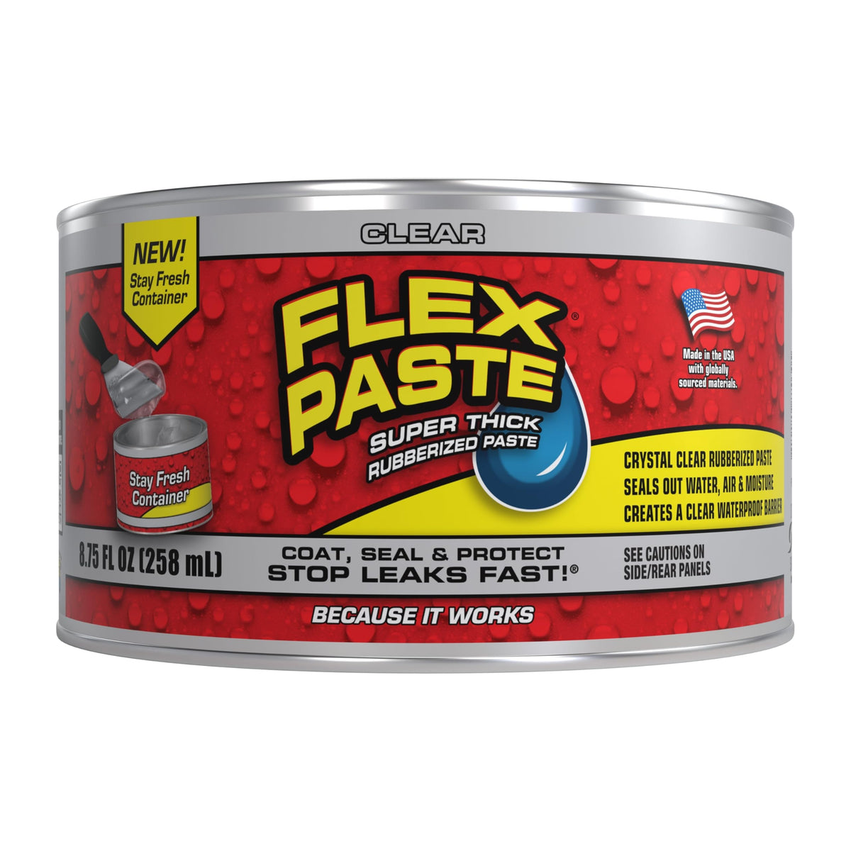 Flex Paste Rubberized Waterproof Sealant Paste, Clear, Half-Quart - Image 1