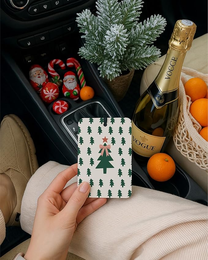 Boho Christmas Car Air Freshener 4 Pcs, Coquette Mistletoe Xmas Tree Reindeer Hanging Air Freshener for Cars Closet Drawer Books, Christmas Car Accessories Mirror Decor for Women Girls