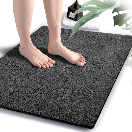 godehone Shower Mats Non Slip Without Suction Cups, PVC Loofah Bathroom Mats, Loofah Mats for Shower and Bathroom, Quick Drying, 23.6× 34.6 Inch, Black