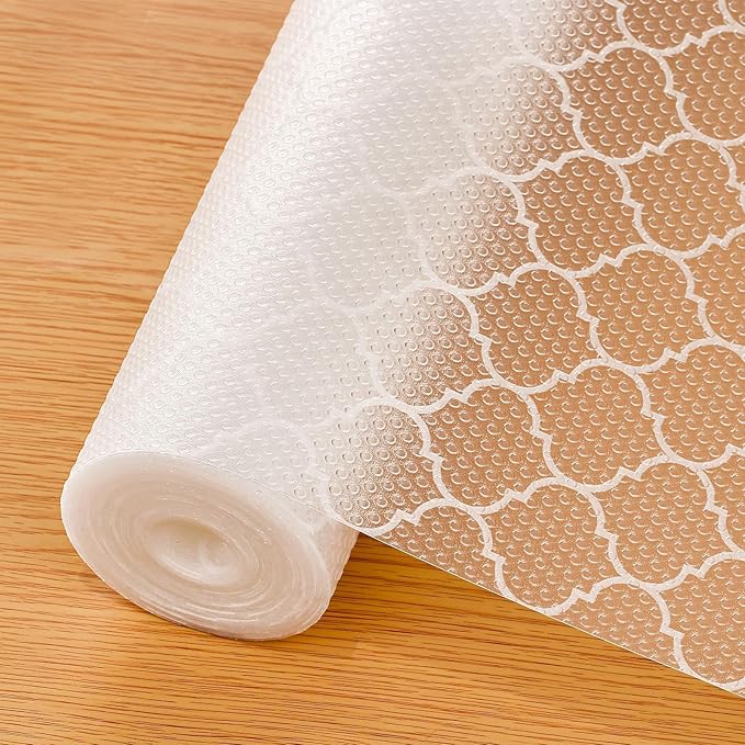 Cooyes Shelf Liner for Kitchen Cabinets – Non-Adhesive Waterproof Drawer Liner – Durable EVA Material Easy-to-Cut Shelf Paper for Refrigerator, Cupboard, Dresser with Modern Pattern (17.7"W x 78.7"L)