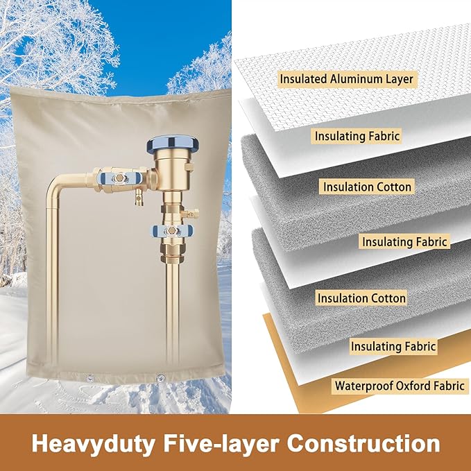 Backflow Preventer Insulation Cover,Pipe Insulation,Outdoor Pipe Covers For Winter Freeze Protection,Outdoor Faucet Covers For Winter Freeze Protection,Insulated Pipe Covers For Outside (16w*20h)
