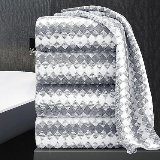 Bath Towel Set Gray 4Pack-35x70 Towel,600GSM Ultra Soft Microfibers Bathroom Towel Set Extra Large Plush Bath Sheet Towel,Highly Absorbent Quick Dry Oversized Towels Spa Hotel Luxury Shower Towels