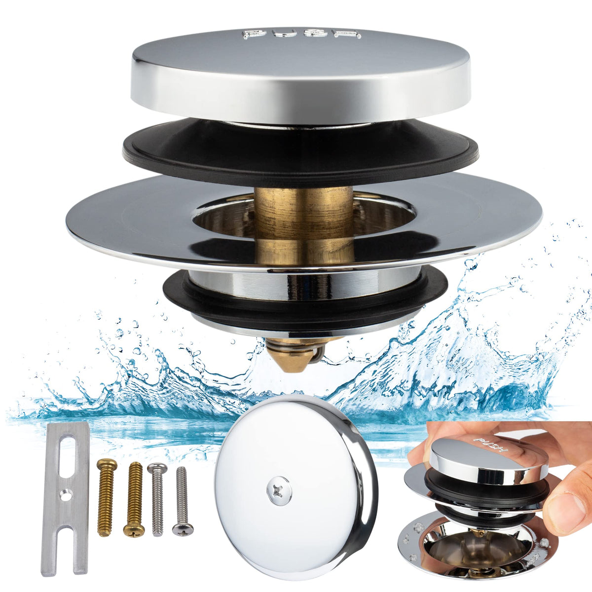 Chrome Universal Bathtub Drain Conversion Kit - Easy - Image 1