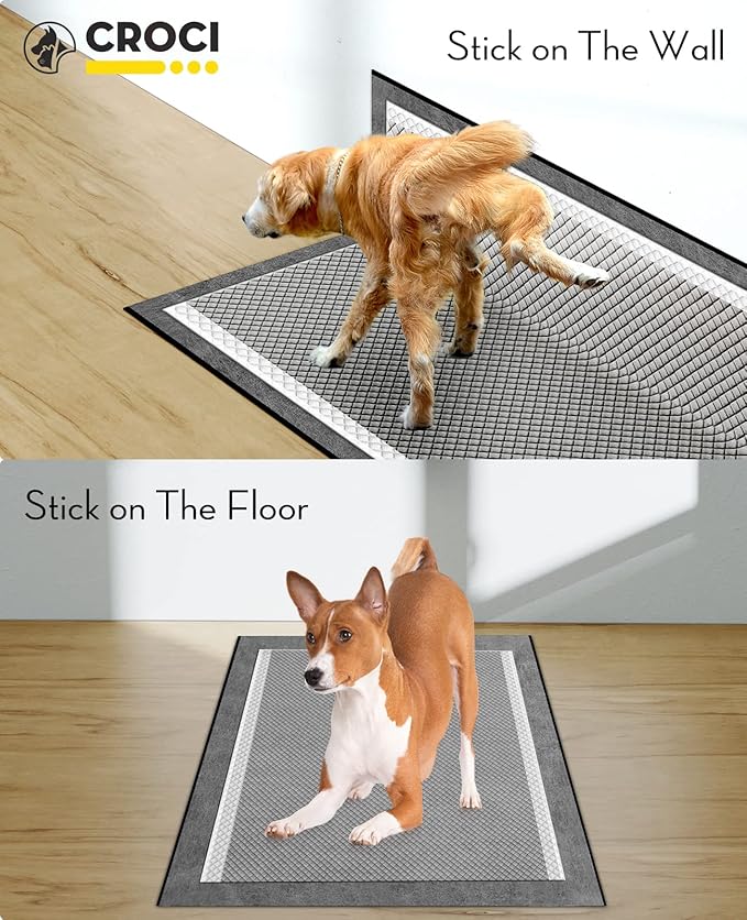 CROCI Pee Pads for Dogs XXL 30x36in, Charcoal Pet Pee Pads Odor-Control & Super Absorbent Up to 10 Cups, 6-Layer Quick Dry & Leak-Proof with Adhesive Tabs, Disposable (35 Counts)