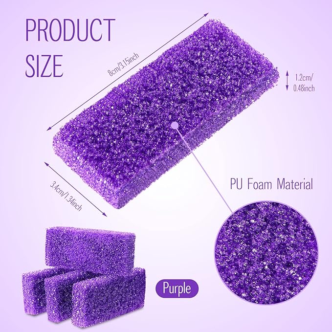 Batiyeer 300 Pcs Pumice Stone Bulk for Feet Scrubber Dead Skin Disposable Foot Pumice Foot Shower Scrubber for Heel Cuticle Callus Remover Bath Spa(Purple)