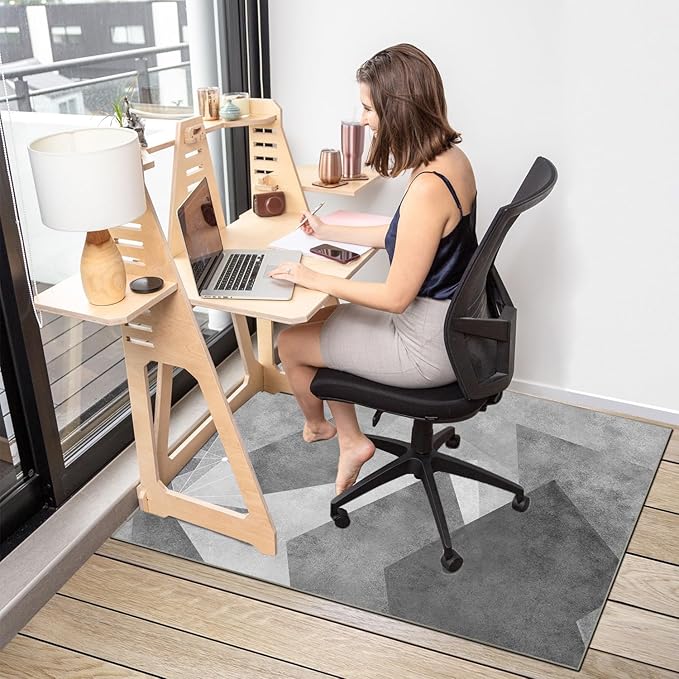 Office Chair Mat for Hardwood Floor & Low-Pile Carpet,48"*36" Under Desk Mat, Computer Chair Rug,Anti-Slip Floor Protector for Home Office Grey