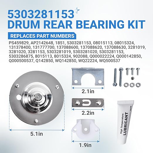[Upgraded] BlueStars 5303281153 Dryer Rear Drum Bearing Kit - Compatible with Kenmore & Frigidaire Dryers - Replaces PS459829 AP2142648 131777700 PS1148434 134163400