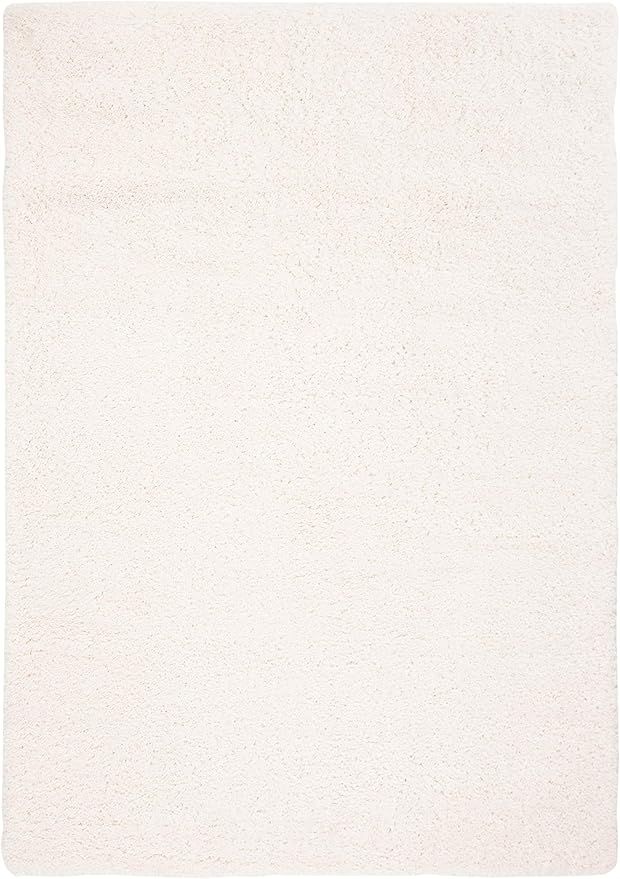 SAFAVIEH Fontana Shag Collection Accent Rug - 4' x 6', Ivory, Solid Design, Non-Shedding & Easy Care, 2-inch Thick Ideal for High Traffic Areas in Entryway, Living Room, Bedroom (FNT800A)