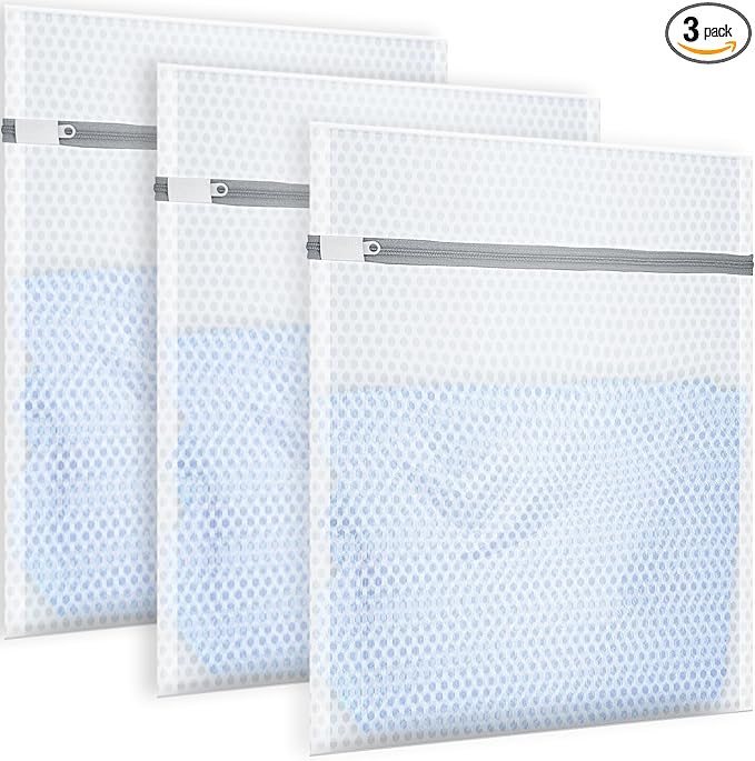 3Pcs Honeycomb Mesh Laundry Bags for Delicates, 12 x 16 inches Lingerie Bags for Washing Delicates(3 Medium)