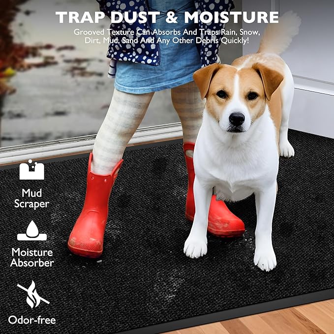 Custom Size Extra Large Front Door Mat, 4FT x 59FT Indoor Outdoor Entrance Commercial Floor Mat, Heavy Duty Dirt Trapper Doormat for Entryway Welcome Mat, Low Profile, Non-Slip, Waterproof