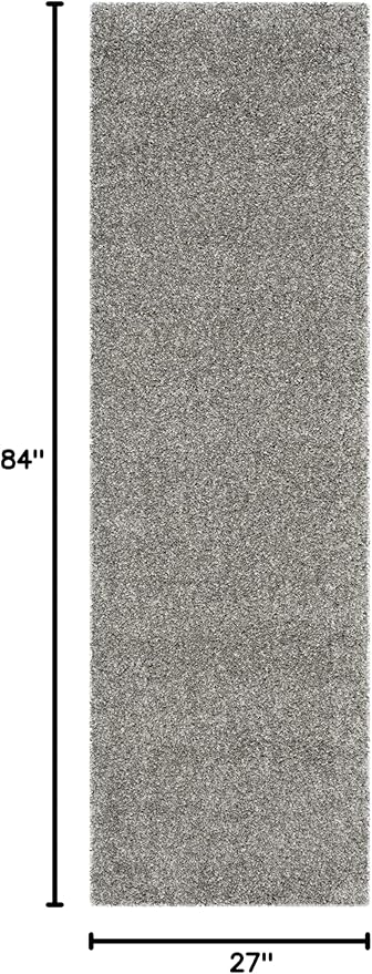 SAFAVIEH Santa Monica Shag Collection 2'3" x 7' Silver SGN725 Solid Non-Shedding Living Room Bedroom Dining Room Entryway Plush 2-inch Thick Runner Rug