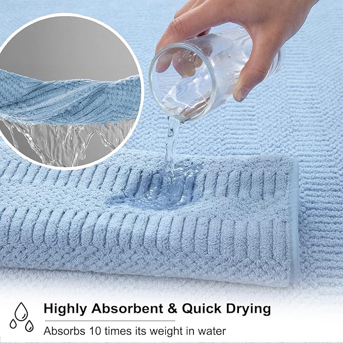 8 Piece Oversized Blue Bath Towel Set-2 Extra Large Bath Towel Sheets,2 Hand Towels,4 Washcloths-600GSM Soft Highly Absorbent Quick Dry Beach Chair Towels Woven Towels for Bathroom Hotel and Spa