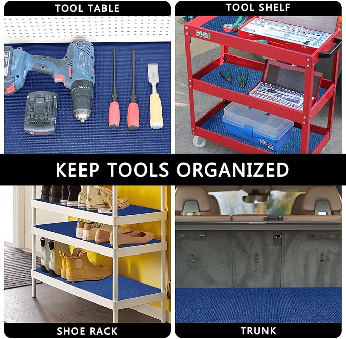 Foam Toolbox Liner Drawer Mat 1/8 Inch Thick X 16 Inch Wide X 16 Ft Long Blue, No Slip for Protecting Cabinet, Garage, Cart, Tool Box
