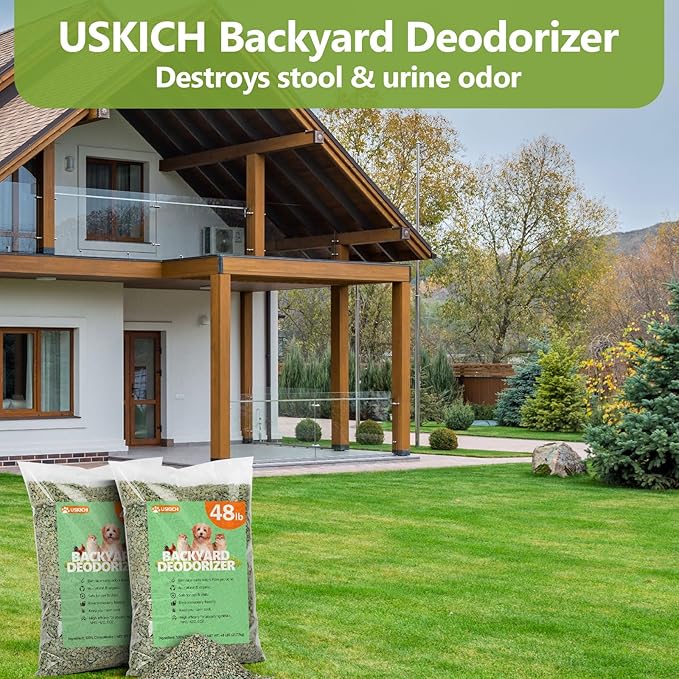 USKICH Backyard Deodorizer,48 lbs Yard Odor Eliminator,Eliminates Stool & Urine Odor on Potty Patches,Artificial Turf,Grass,Lawns,Patios,Concrete&Playgrounds-Cat Litter Box Odor Eliminator&Freshener
