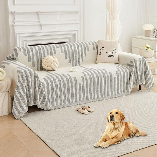 HAOMAIJIA Boho Sofa Covers Couch Covers for 3 Cushion Couch Sofa Pet Friendly Soft Thick Couch Cover for Dogs Washable Sectional Couch Covers L Shape Furniture Protector (Grey, 71"x150")