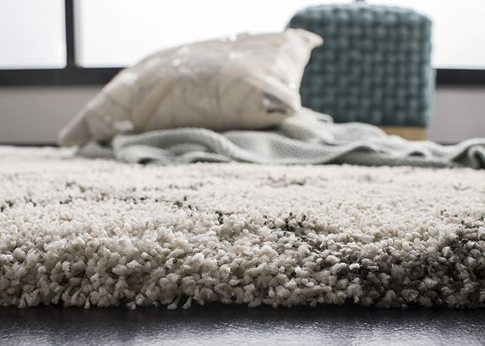 SAFAVIEH Hudson Shag Collection Runner Rug - 2'3" x 6', Ivory & Grey, Moroccan Trellis Design, Non-Shedding & Easy Care, 2-inch Thick Ideal for High Traffic Areas in Living Room, Bedroom (SGH282A)