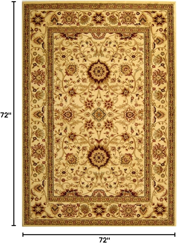 SAFAVIEH Lyndhurst Collection Area Rug - 6' Square, Ivory & Ivory, Traditional Oriental Design, Non-Shedding & Easy Care, Ideal for High Traffic Areas in Living Room, Bedroom (LNH212L)