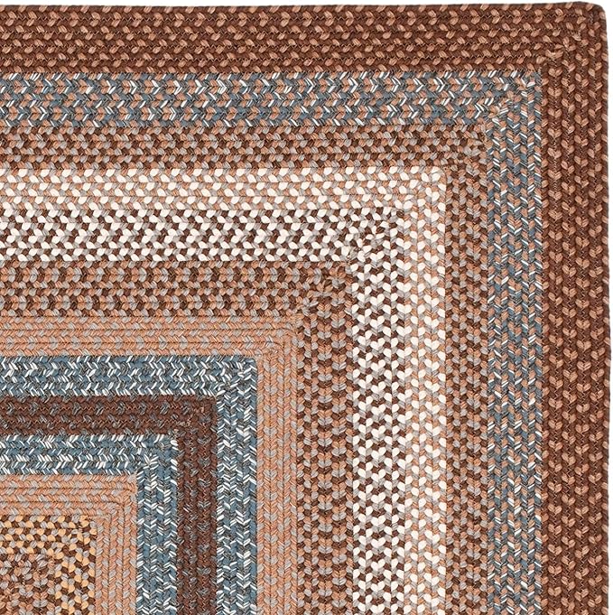 SAFAVIEH Washable Rug Outdoor Braided Collection - 9' Square, Brown & Multi, Handmade & Reversible, Non-Shedding & Easy to Clean, Ideal for Patio, Backyard, Mudroom (BRD313A)