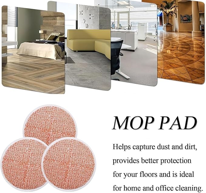 Replacement Pads for Bissell Spin Wave Mop: 16 Pads for Bissell Spin Wave/Crosswave,Expert/Pet/Cordless Hard Floor,2124 20393 2039a 20399 2039w 23159 23157 Spin Mop Cleaner Scrub (16-Orange)
