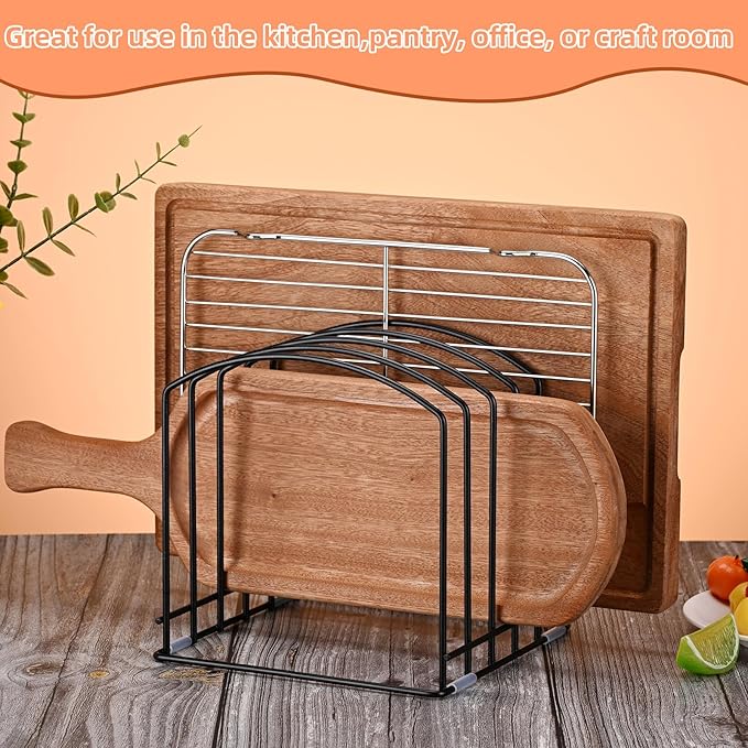 5-Slot Cutting Board Organizer, Bakeware Organizer, and Kitchen Cabinet Organizer for Baking Trays and Cookie Sheets (2pcs 5 Slots for one size)