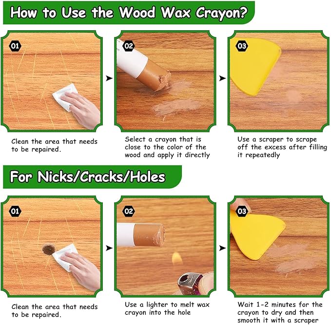 Furniture Markers Touch Up, 20 Colors Wood Filler Sticks, Wood Wax Crayons for Repairing Scratches, Scuffs, Cracks, Holes on Furniture, Floors, Cabinets, Tables, and Doors - Wood Veneer Series