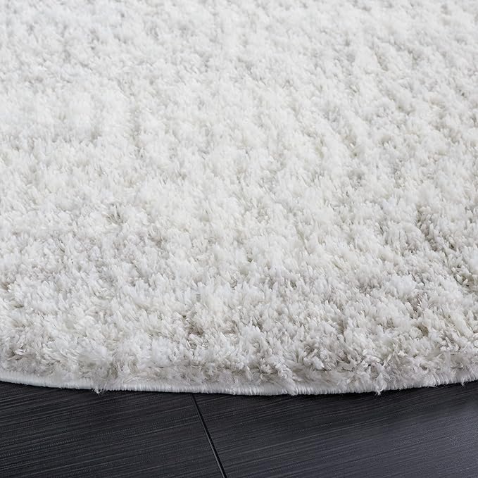 SAFAVIEH Berber Shag Collection Area Rug - 4'5" Round, Ivory & Light Grey, 1.2-inch Thick Ideal for High Traffic Areas in Living Room, Bedroom (BER563F)