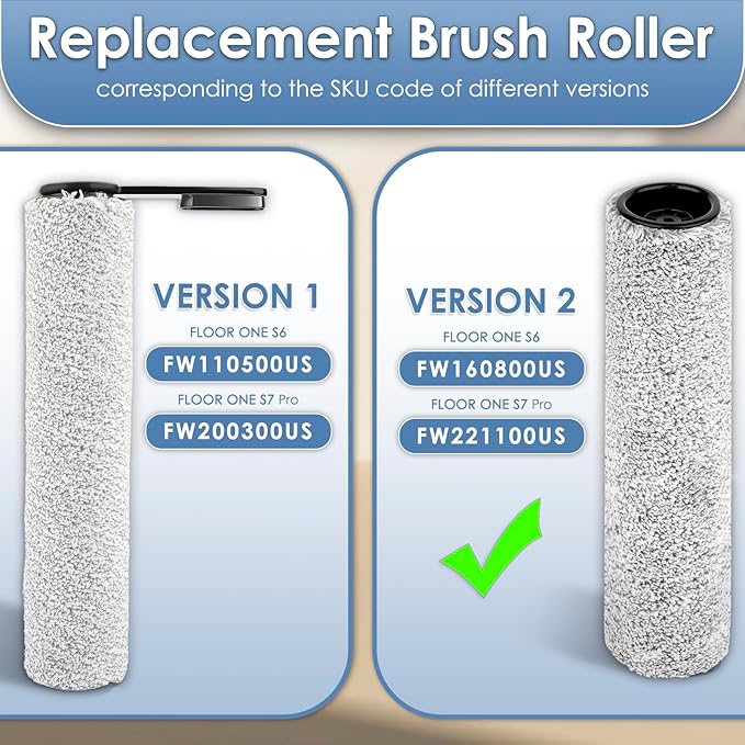 【Version 2, Detachable】(4 Pack) S7 Pro Brush Rollers and HEPA Filters Compatible With Tineco Floor One S7 Pro, Floor One S6 Wet Dry Vacuum Cleaner (Excluding Handle)