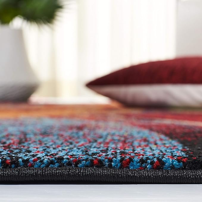 SAFAVIEH Glacier Collection 2'3" x 10' Red/Green GLA126Q Modern Abstract Non-Shedding Living Room Entryway Foyer Hallway Bedroom Runner Rug
