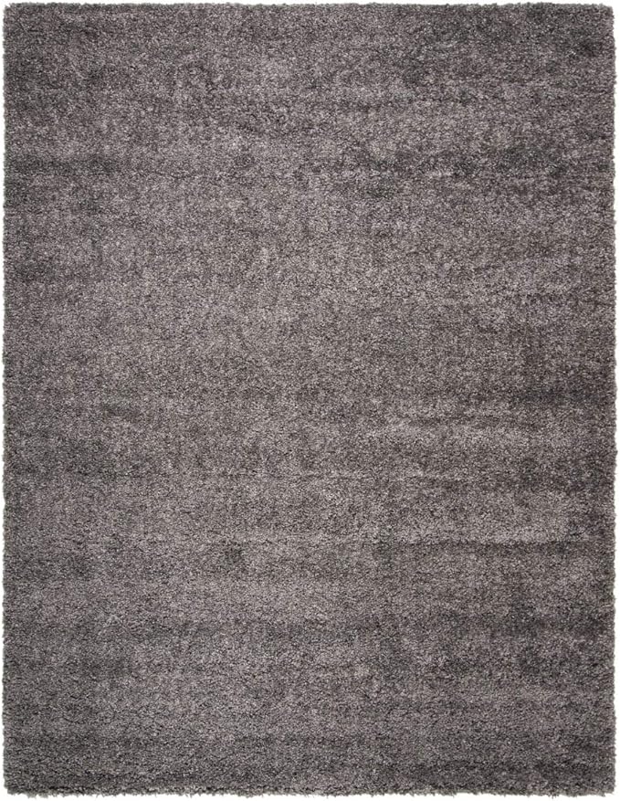 SAFAVIEH Fontana Shag Collection Area Rug - 6'7" x 9', Silver, Solid Design, Non-Shedding & Easy Care, 2-inch Thick Ideal for High Traffic Areas in Living Room, Bedroom (FNT800G)