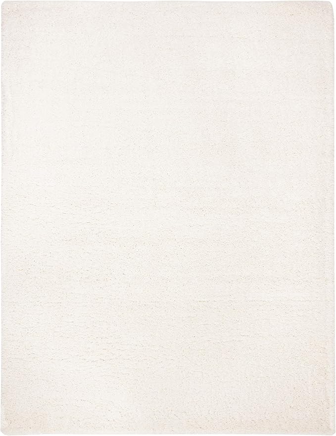 SAFAVIEH Fontana Shag Collection Area Rug - 9' x 12', Ivory, Solid Design, Non-Shedding & Easy Care, 2-inch Thick Ideal for High Traffic Areas in Living Room, Bedroom (FNT800A)