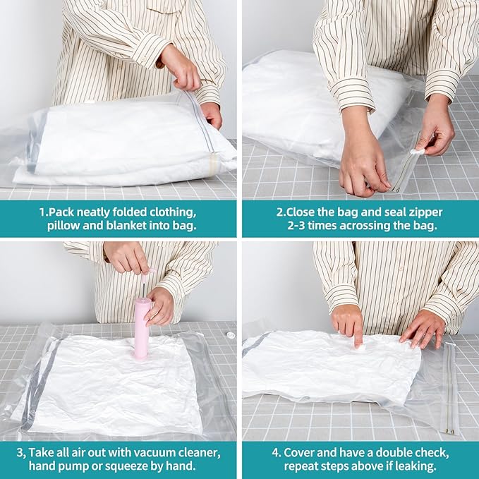 Vacuum Storage Bags for moving, Vacuum Seal Bags for Memory Foam, Latex, Clothing & Bedding, Space Saver Bags for Organization and Storage (10 Small)