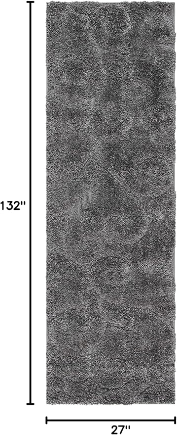 SAFAVIEH Florida Shag Collection Runner Rug - 2'3" x 11', Grey, Scroll Design, Non-Shedding & Easy to Clean, High-Low Plush Pile, Ideal for Bedroom, Foyer, Hallway (SG455-8013)