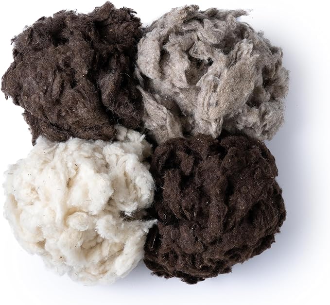 1 lb Wool Stuffing raw Washed Sheep Short Natural Fiber noil w/Debris for Filling Pillow Cushion Toys Dryer Balls Dolls Felting Batting Blending Needle Crafts core Wool Insulation. Gray