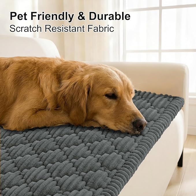 Smiry Pet Couch Cover for Dogs Washable, Non-Slip Fuzzy Couch Covers for 3 Cushion Sofa Pet Friendly, Soft Thick Furniture Protector Sofa Slipcover Mat for Dogs (Dark Grey, 27.6" x 88")
