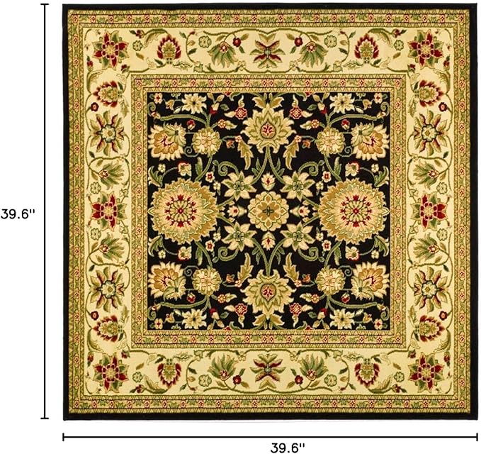 SAFAVIEH Lyndhurst Collection Area Rug - 3'3" Square, Black & Ivory, Traditional Oriental Design, Non-Shedding & Easy Care, Ideal for High Traffic Areas in Living Room, Bedroom (LNH212A)