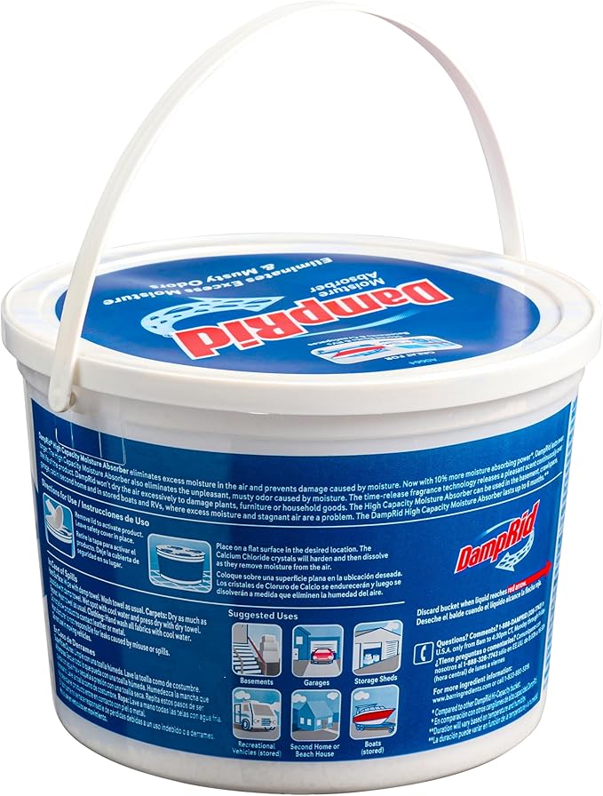 DampRid Hi-Capacity Moisture Absorber Damp Rid Bucket - 3 Pack (2 lb. each) Fragrance Free, Fresh Scent, Lavender Vanilla - Attracts & Traps Excess Moisture. Packed By ILIOS