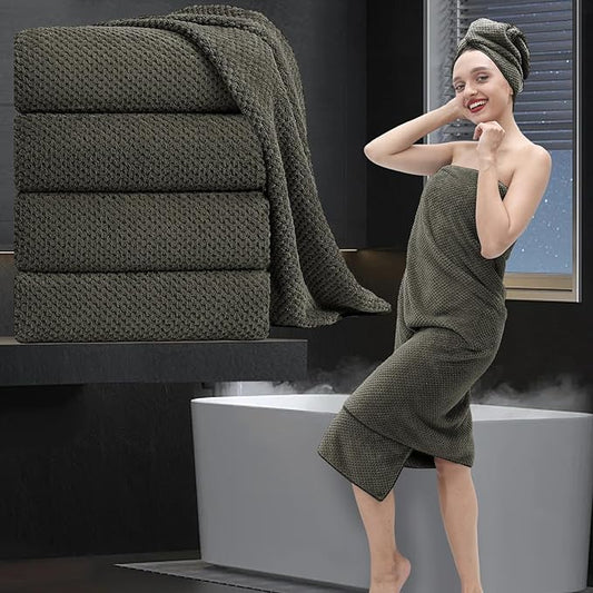Extra Large Bath Towel Set of 4 (35"x70"),Oversized Bath Sheet Super Soft Highly Absorbent Jumbo Bathroom Towel Set Microfibers Quick Dry Shower Towel for Hotel,Bathroom,Guest,Spa,Gym (Brown)