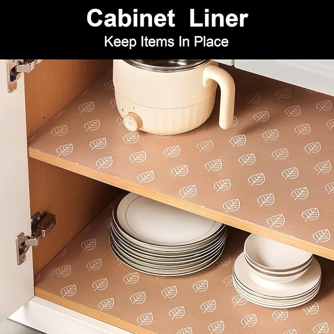Cooyes Shelf Liners for Kitchen Cabinets, Waterproof and Oil-Proof Kitchen Cupboard Liner, Refrigerator Liners and Plastic Drawer Mats EVA Non Adhesive Shelves