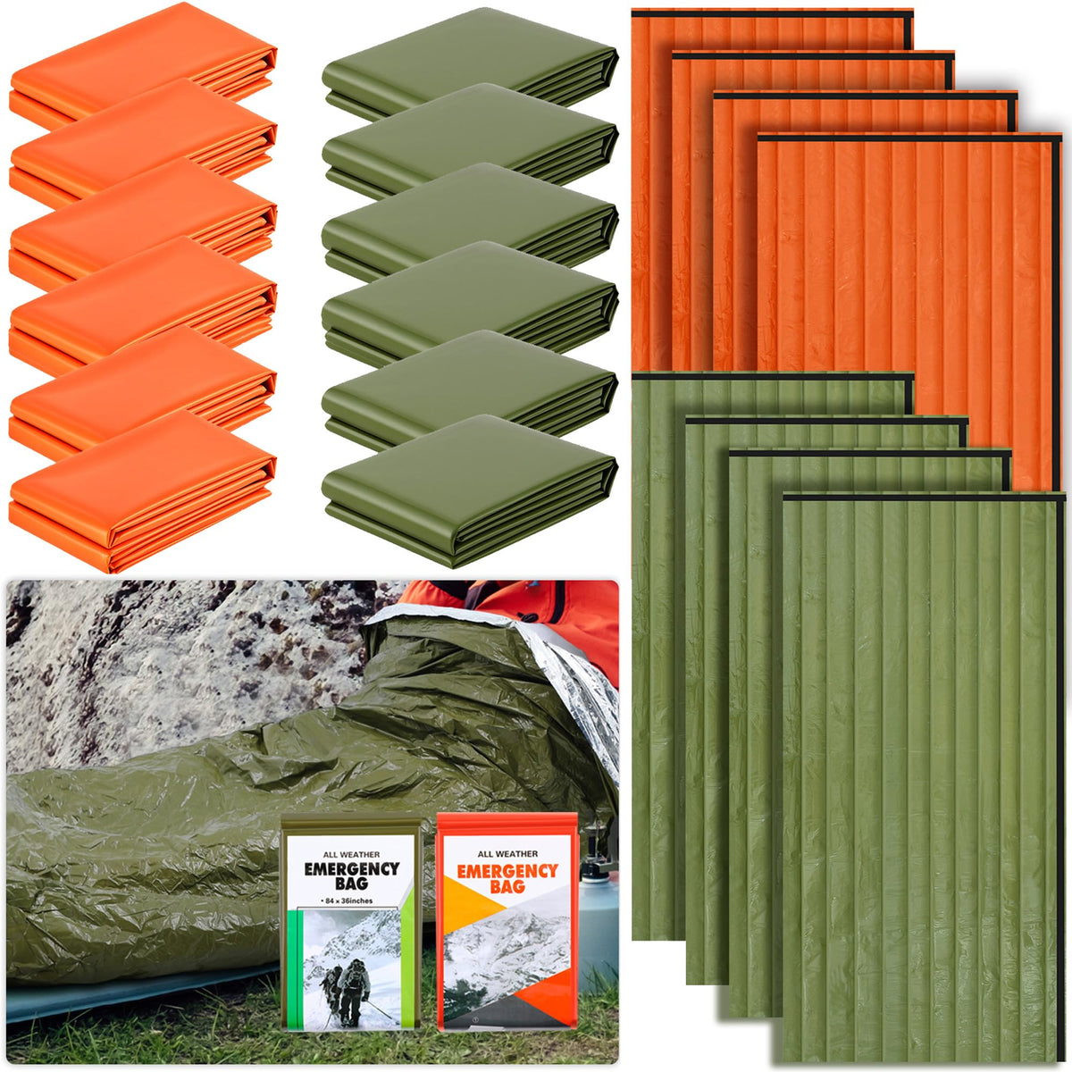 Preboun 20/50/70 Pcs Emergency Sleeping Bag Survival Bivy Sack - Image 1