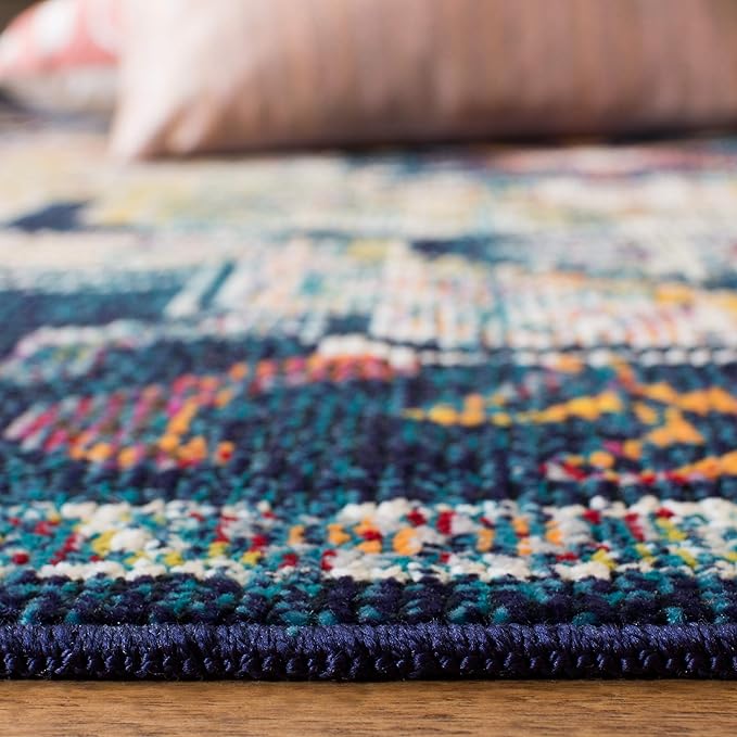 SAFAVIEH Crystal Collection Area Rug - 5' x 8', Navy & Fuchsia, Medallion Distressed Design, Non-Shedding & Easy Care, Ideal for High Traffic Areas in Living Room, Bedroom (CRS501H)