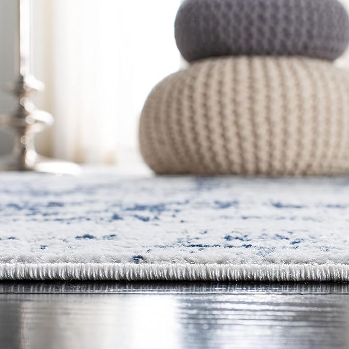 SAFAVIEH Amelia Collection Runner Rug - 2'2" x 12', Ivory & Navy, Modern Abstract Design, Non-Shedding & Easy Care, Ideal for High Traffic Areas in Living Room, Bedroom (ALA700B)