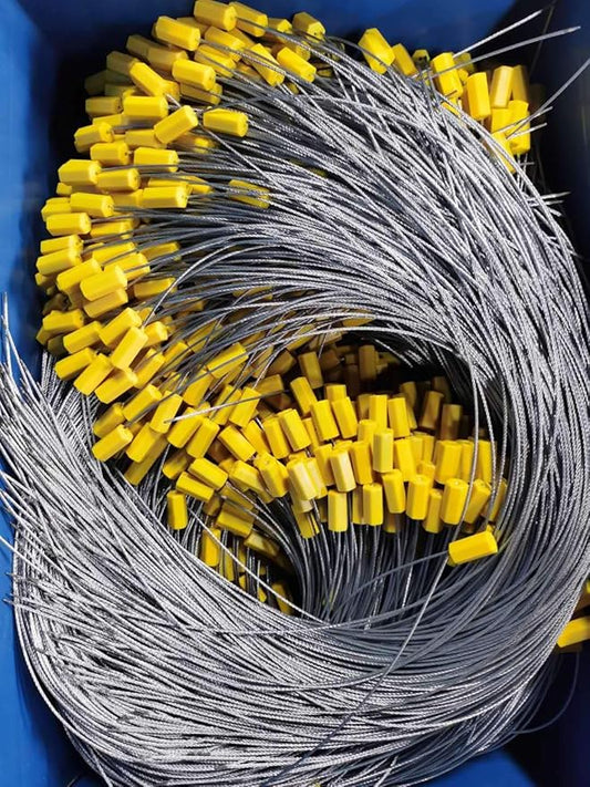 35" Steel Wire Cable Seals Tamper Resistant Security Seal Tags Numbered Self-Locking Safety Seals Length 90 cm (Pack of 100pcs, Yellow)