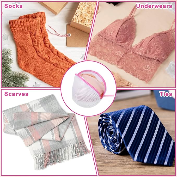 2PCS Bra Washing Bags for Laundry, Mesh Wash Bag for Bras with Zipper Lingerie Brassiere Wash Bags for Women Underwear Storage Bag for Washing Delicates