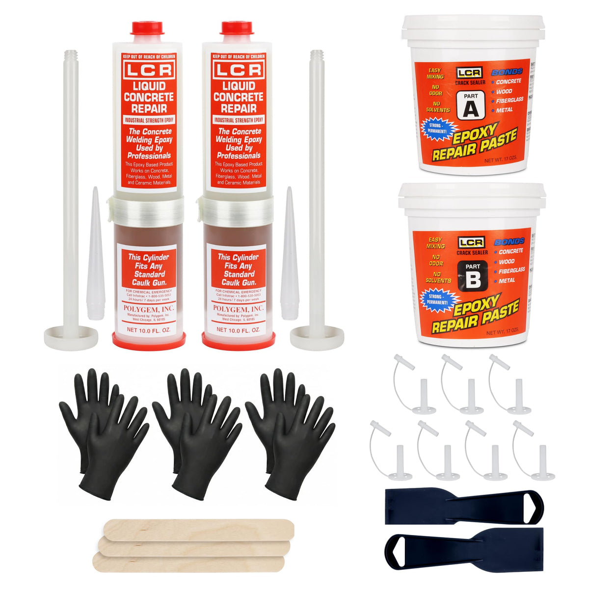 Polygem LCR Epoxy Concrete Crack Repair Kit - Stops Leaks - Image 1