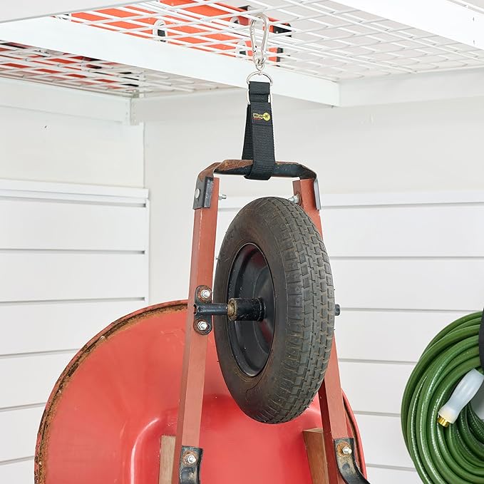 Hook 'n Hang Wrap-It Storage Straps - 24" (2-Pack) Black - Carabiner Straps for Cord Storage or Garden Hose Holder