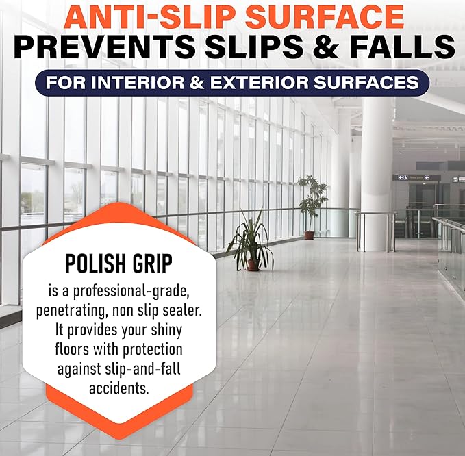 SlipDoctors Polish Grip Non-Slip Floor Coating and Sealant for Highly Polished Marble, Granite and Tiles, Pint, Clear
