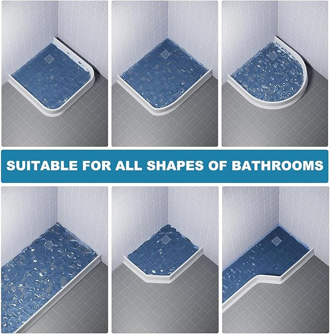 Collapsible Shower Threshold Water Dam 2"H 67"L Shower Water Barrier Water Stopper for Shower Wet and Dry Separation Bathroom and Kitchen