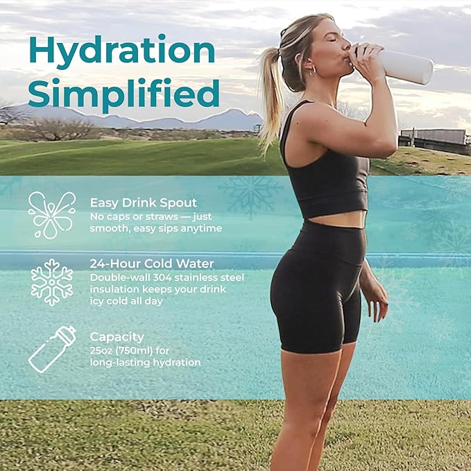 ExtremeMIST GoMist Misting & Drinking Bottle | Rechargeable Mist & Sip Water Bottle | Quick Charge USB-C Port | 2-Speed Mist Function | Stainless-Steel Double Wall Insulation, 40 oz (Midnight Black)