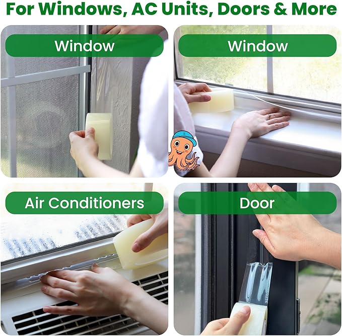 ECOHomes Window Weather Sealing Tape | Winter Weather Stripping Tape to Block Cold Drafts Through Window Gaps and AC Units, Insulation Seal and Draft Blocker for Home (6 Inch by 180 FT, Clear)
